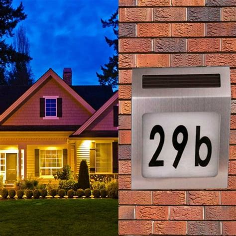 House Number with Light,SynCont Solar Powered Address Sign,LED Outdoor Metal Plaque Lighted up ...