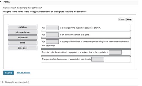 Solved Part A Can You Match The Terms To Their Chegg