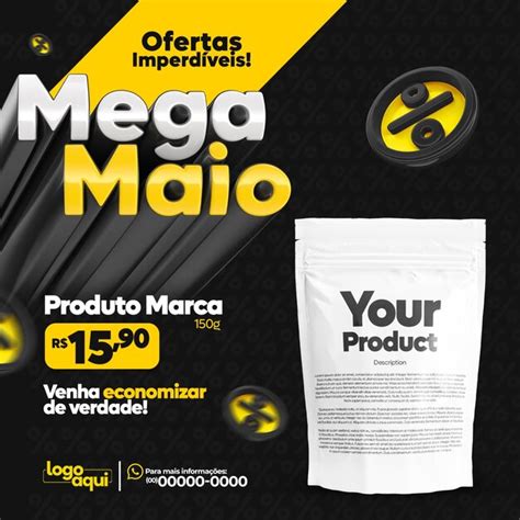 Premium PSD Social Media Mega May Promotion In Portuguese 3d Render