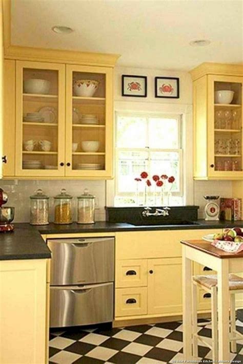 30 Best Farmhouse Kitchen Cabinets Design Yellow Kitchen Cabinets