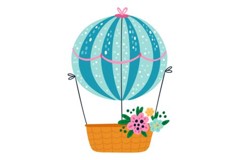 Flying Basket Cute Hot Air Balloon Voya Graphic By Vectorbum Creative Fabrica
