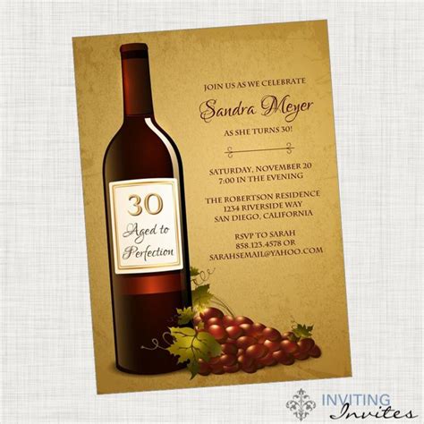 Aged To Perfection Wine Birthday Invitation Adult Birthday Party