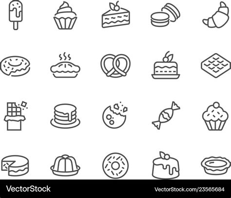 Line dessert icons Royalty Free Vector Image - VectorStock