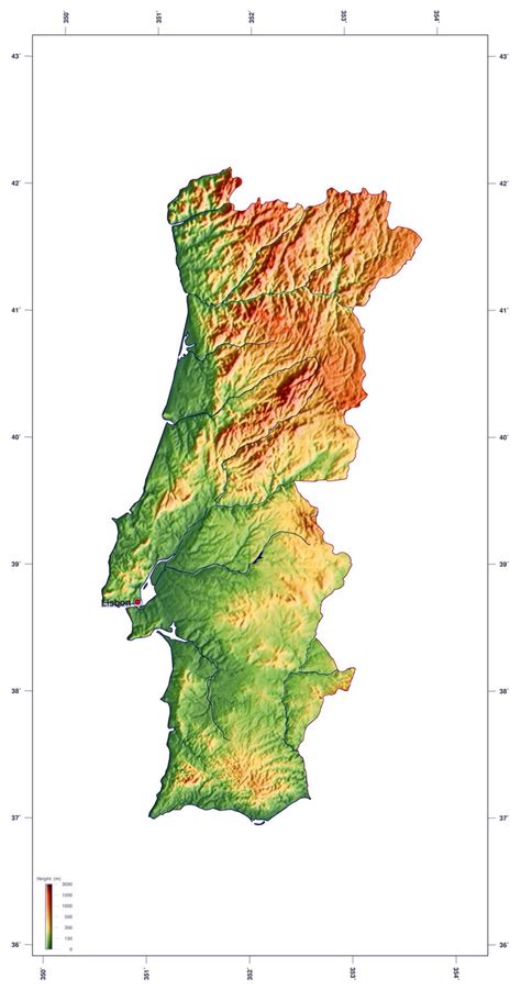 Detailed Physical Map Of Portugal Portugal Europe Mapsland Maps ...