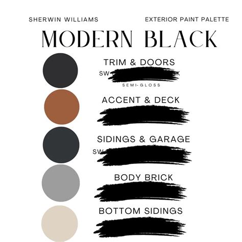 BLACK Modern EXTERIOR House Paint Color Palette for Sidings, Doors
