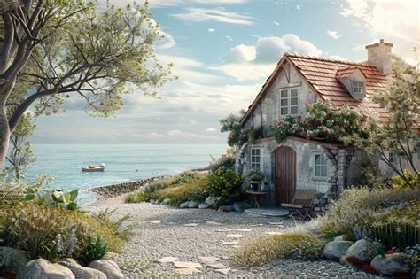 Quaint seaside cottages with panoramic views | Premium AI-generated image