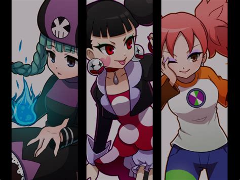 Safebooru 3girls Bangs Black Hair Blush Braid Breasts Brown Eyes Capcom Chirol Rockman Exe