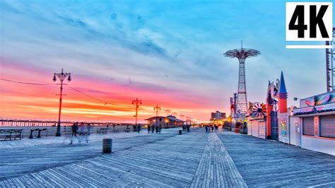 ⁴ᴷ⁶⁰ Coney Island In Winter Coney Island Beach And Boardwalk New York