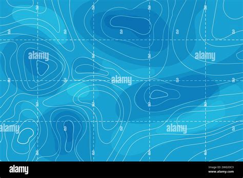 Topographic Map With Contour Line Grid Water Ocean Sea Relief Depth