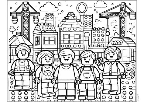 Building a Lego village - Lego Coloring Pages