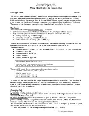 Fillable Online Merage Uci Using Riskmetrics An Introduction