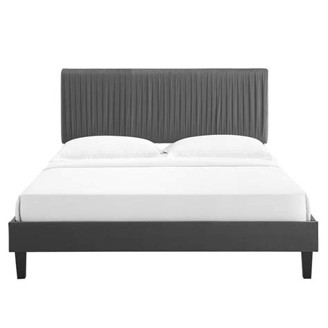 Modway Peyton Modern Performance Velvet King Platform Bed In Charcoal