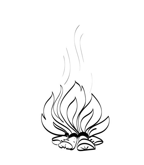 Vector doodles Hand drawn Fire Flame illustration. Black and White ...