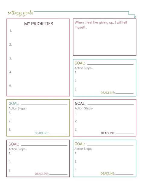 10 Best Goal Setting Worksheets — Free Printable Goal Setting