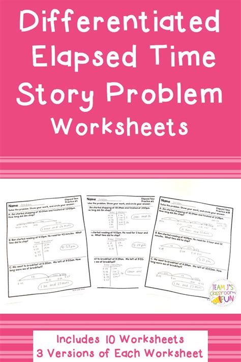 Elapsed Time Word Problem Worksheets Differentiated Measurement