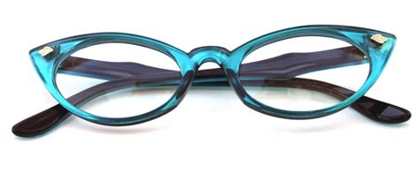 Womens Small Cat Eye Vintage Clear Lens Eye Glasses Turquoise Retro