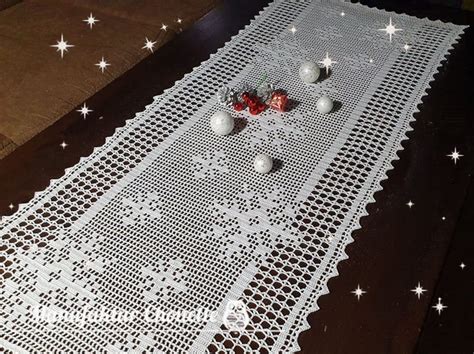 Tischläufer Schneefall PDF Häkelanleitung Winterkollektion Etsy de