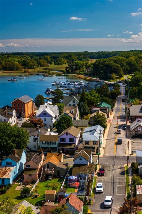 View of Chesapeake City from the Chesapeake City Bridge, Maryland ...