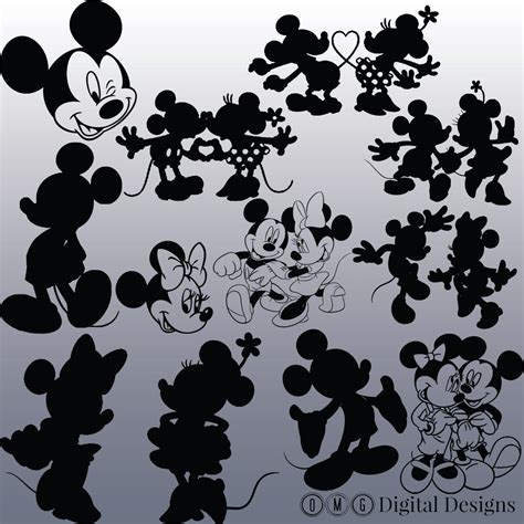 Mickey And Minnie Silhouette Clipart Mickey Minnie Mouse Silhouet