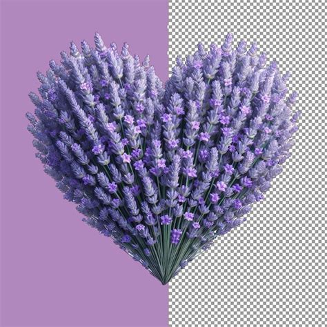 Premium PSD Elegant Lavender Flower Heart Display PNG