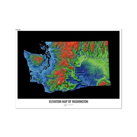 Washington_Elevation_Poster_Paper Wall Art Poster – Grasshopper Geography