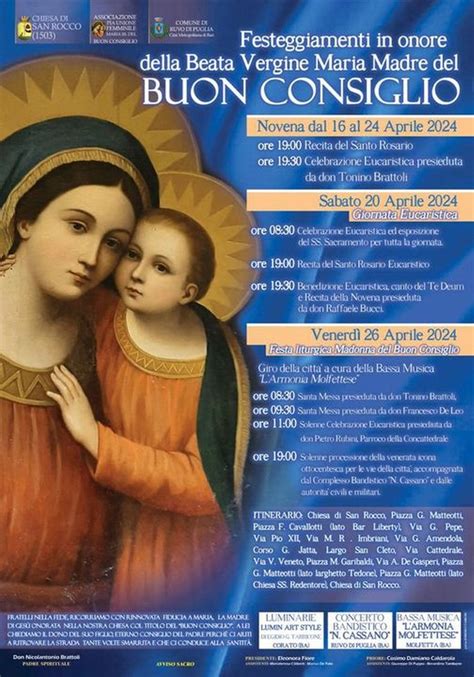 Festa Della Madonna Del Buon Consiglio A Ruvo Il Programma Di Oggi