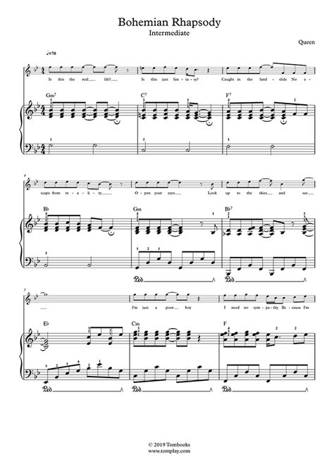 Bohemian Rhapsody (Advanced Level, Solo Piano) (Queen) - Piano Sheet Music