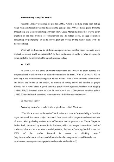 (PDF) Sustainability Analysis: AmBev