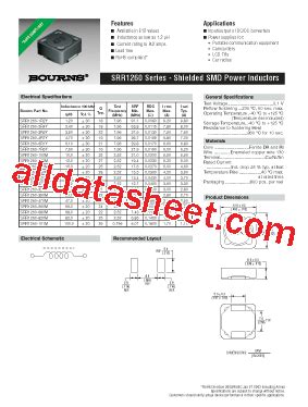 SRR1260 120M Datasheet PDF Bourns Electronic Solutions