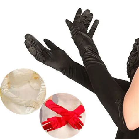 Women S Sexy Long Satin Gloves Pin Up Burlesque Style Costume Opera Prom Party Womens Long Glove