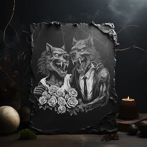 Werewolf Wedding Png For Cnc Laser Engrave Laser Burn Etsy