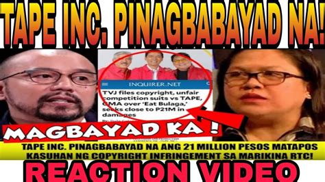 Tape Inc Pinagbabayad Na Matapos Kasuhan Ng Tvj At Ni Jenny Ferre