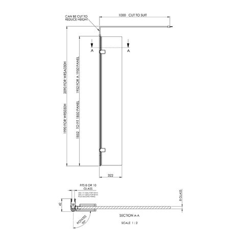 Hudson Reed Wetroom Return Shower Screen With Brushed Brass Hinged