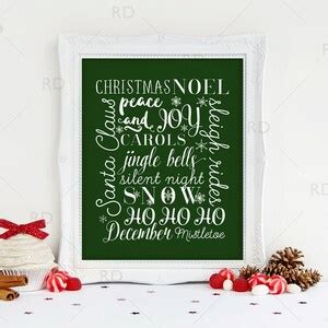 Christmas Word Art PRINTABLE Wall Art / Christmas Typography Print ...