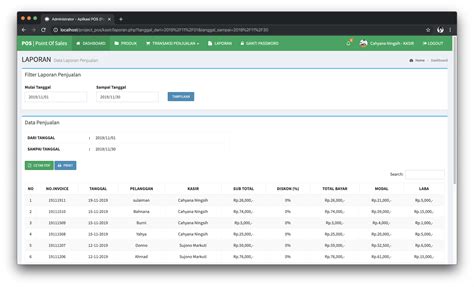 Source Code Sistem Informasi Penjualan Kasir Point Of Sales POS PHP