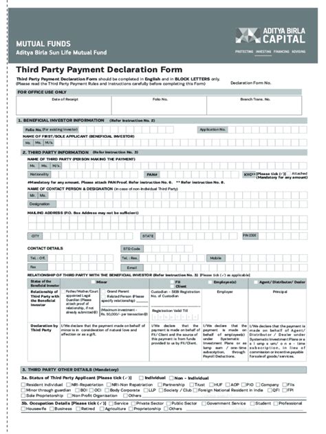 Fillable Online Third Party Payment Declaration Form New Fax Email