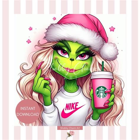 Grinch Wall Art Pink Grinch Grinch Download Pink Grinch Etsy Фолк