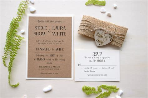 Rustic Wedding Invitation With Wood Heart, Wood Rustic Invites