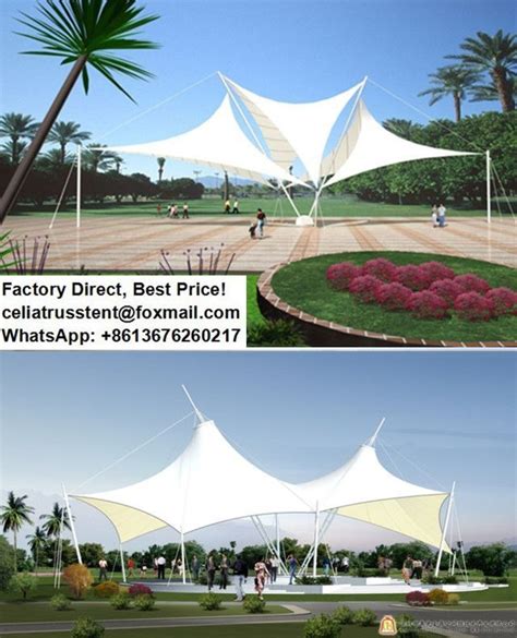 Park Landscape Pvdf Tensile Membrane And Steel Frame Structure Membrane