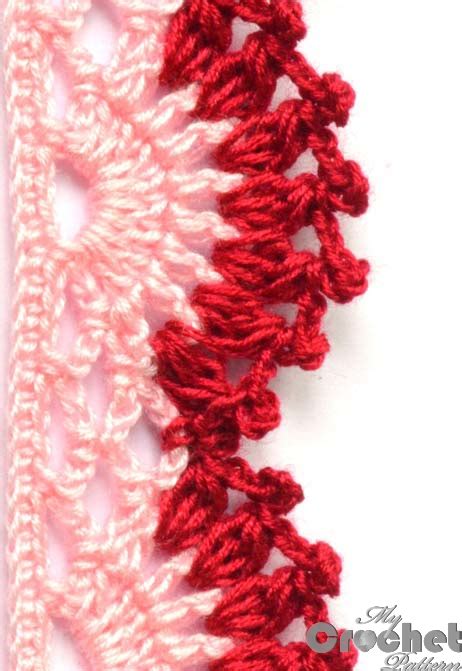 Red Lace Crochet Edging Pattern With Stitch Scheme Mycrochetpattern