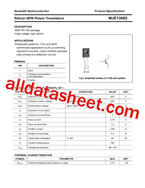 MJE13002 Datasheet(PDF) - Savantic, Inc.