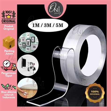 Jual Double Tape Bening Transparan Panjang M Lebar Cm Kuat Menopang