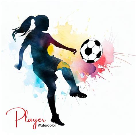 Premium Vector Woman Sports Player Playing Soccer Watercolor Painting