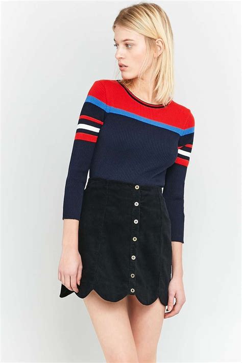 Urban Outfitters Scallop Edge Corduroy A Line Skirt Urban Outfitters