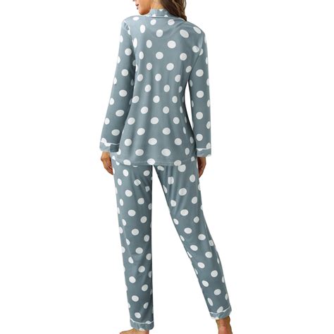 2pc Women Casual Lapel Button Feather Polka Dot Strawberry Print Long Sleeve Pajamas Suit