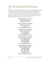 Lyrics To The Twelve Days Of Christmas Printable