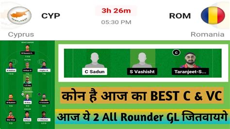 CYP VS ROM Dream 11 Prediction CYP VS ROM Dream 11 Team CYP VS