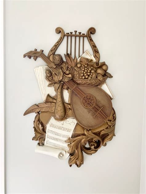 Vintage Syroco Musical Instruments Wall Decor Mid Century Ornate Wall