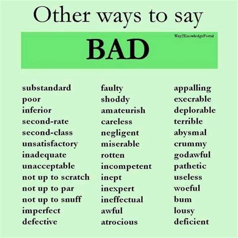 Other Ways To Say Bad English Vocabulary English Grammar Artofit