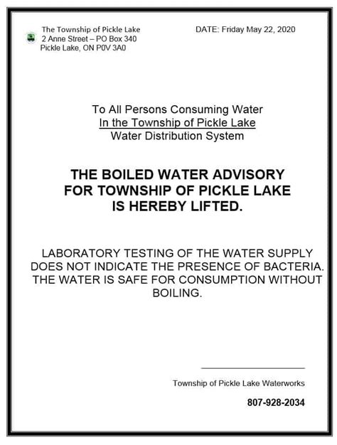 Boil Water Advisory Lifted